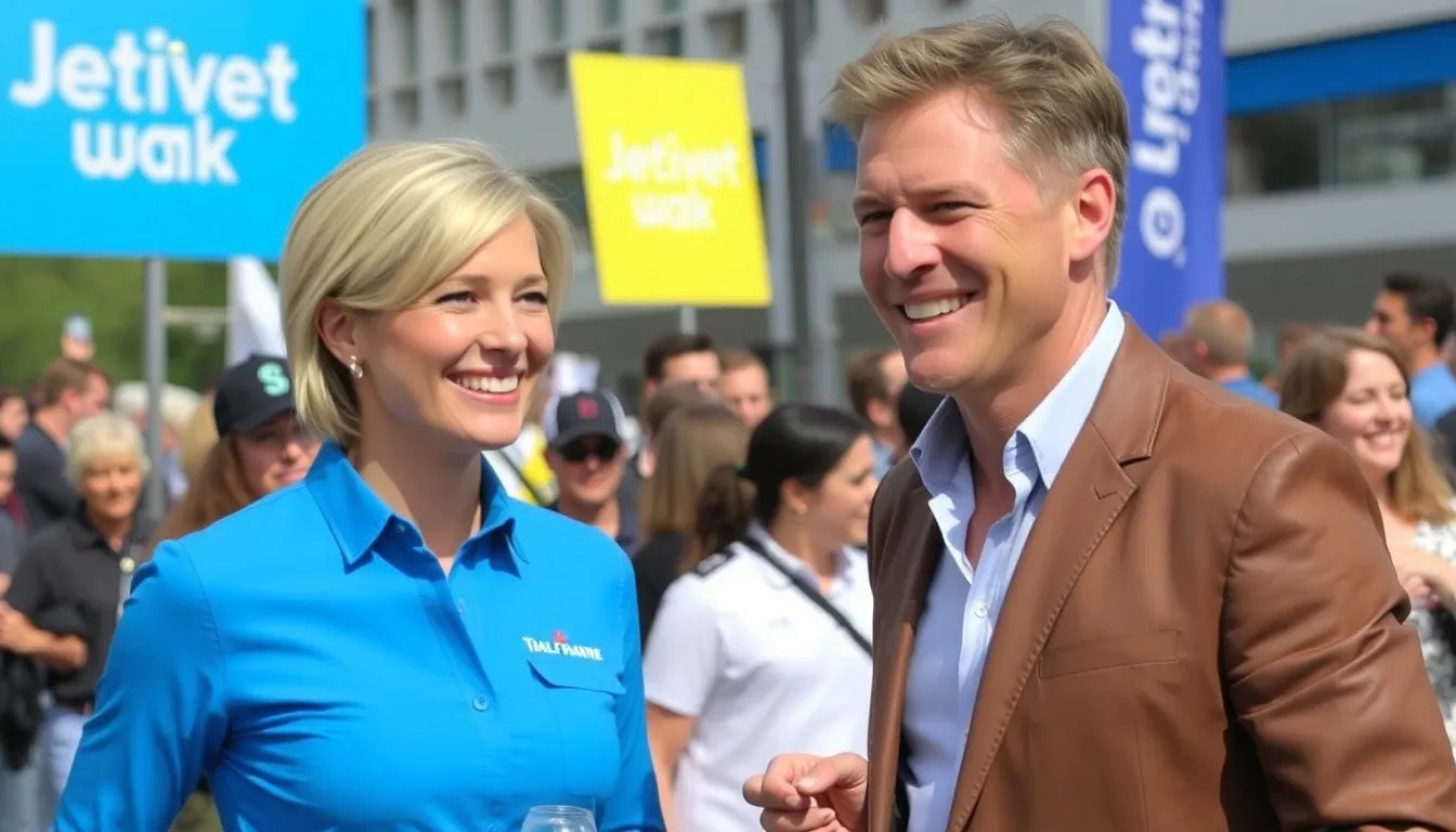 Tess Daly and Vernon Kay are seen together at a public event, smiling and interacting with fans before announcing their separation after 22 years of marriage.