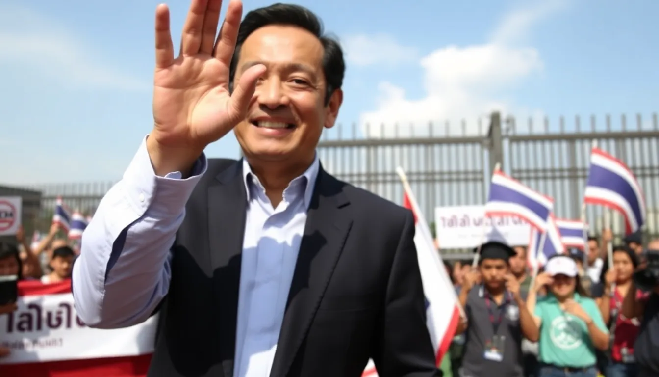 A tense standoff between rival political factions in a Bangkok neighborhood, illustrating the ongoing divisions in Thai society following Thaksin's release