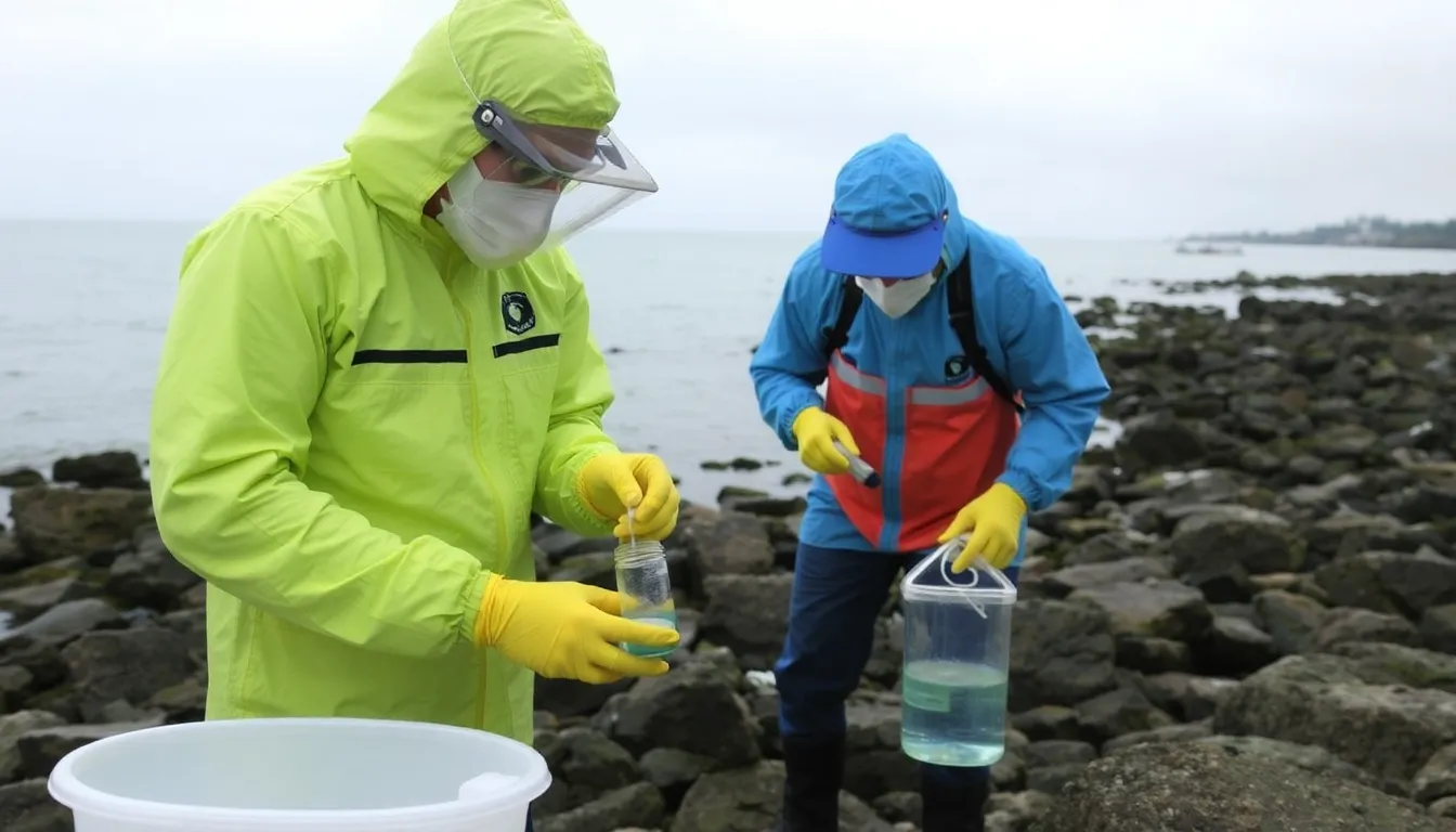 Local fishermen preparing their nets, facing uncertainty as fishing bans loom due to high levels of forever chemicals in coastal waters