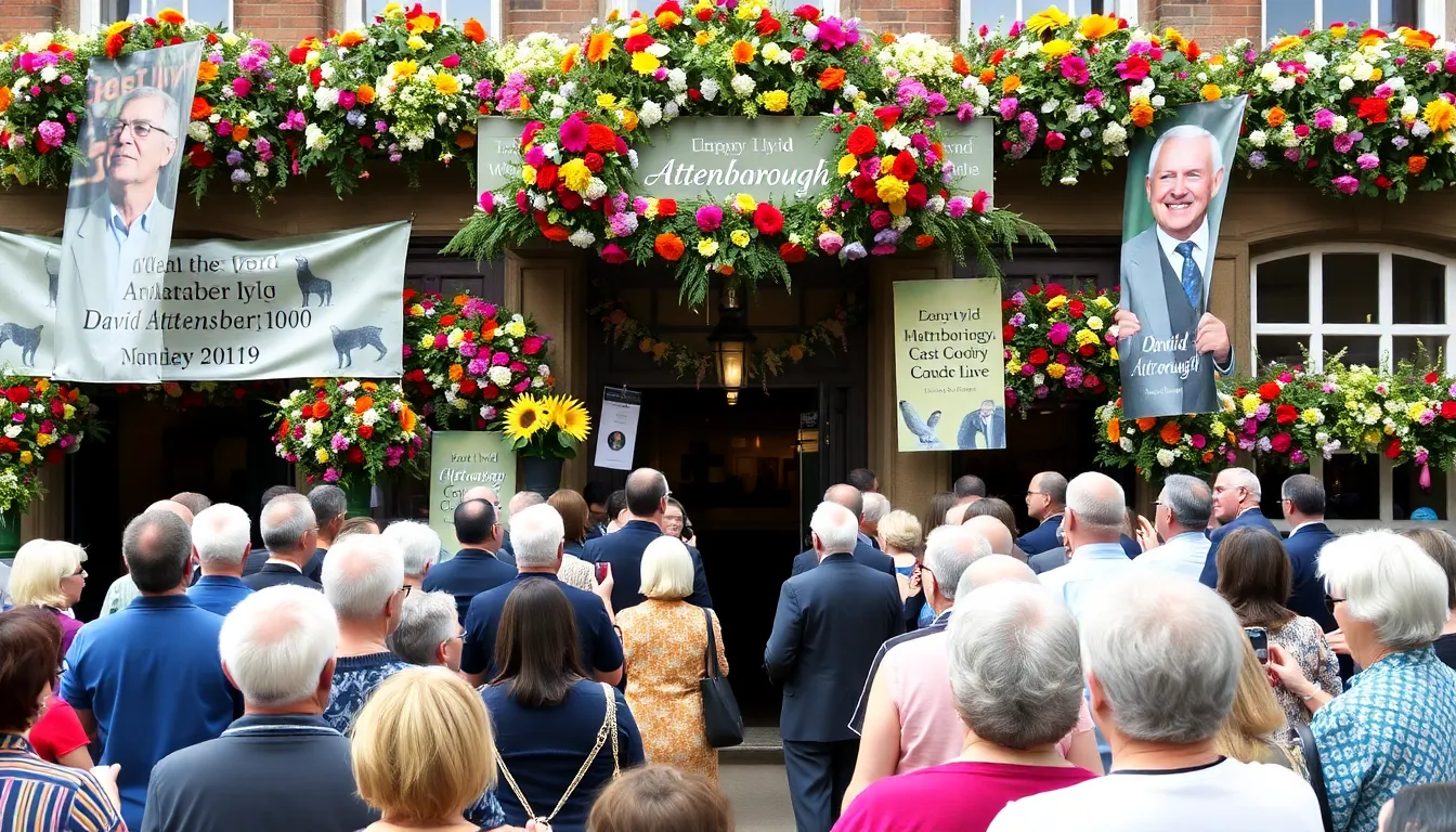 A gathering of environmental advocates and organizations celebrating David Attenborough's legacy during a centenary event dedicated to wildlife conservation efforts