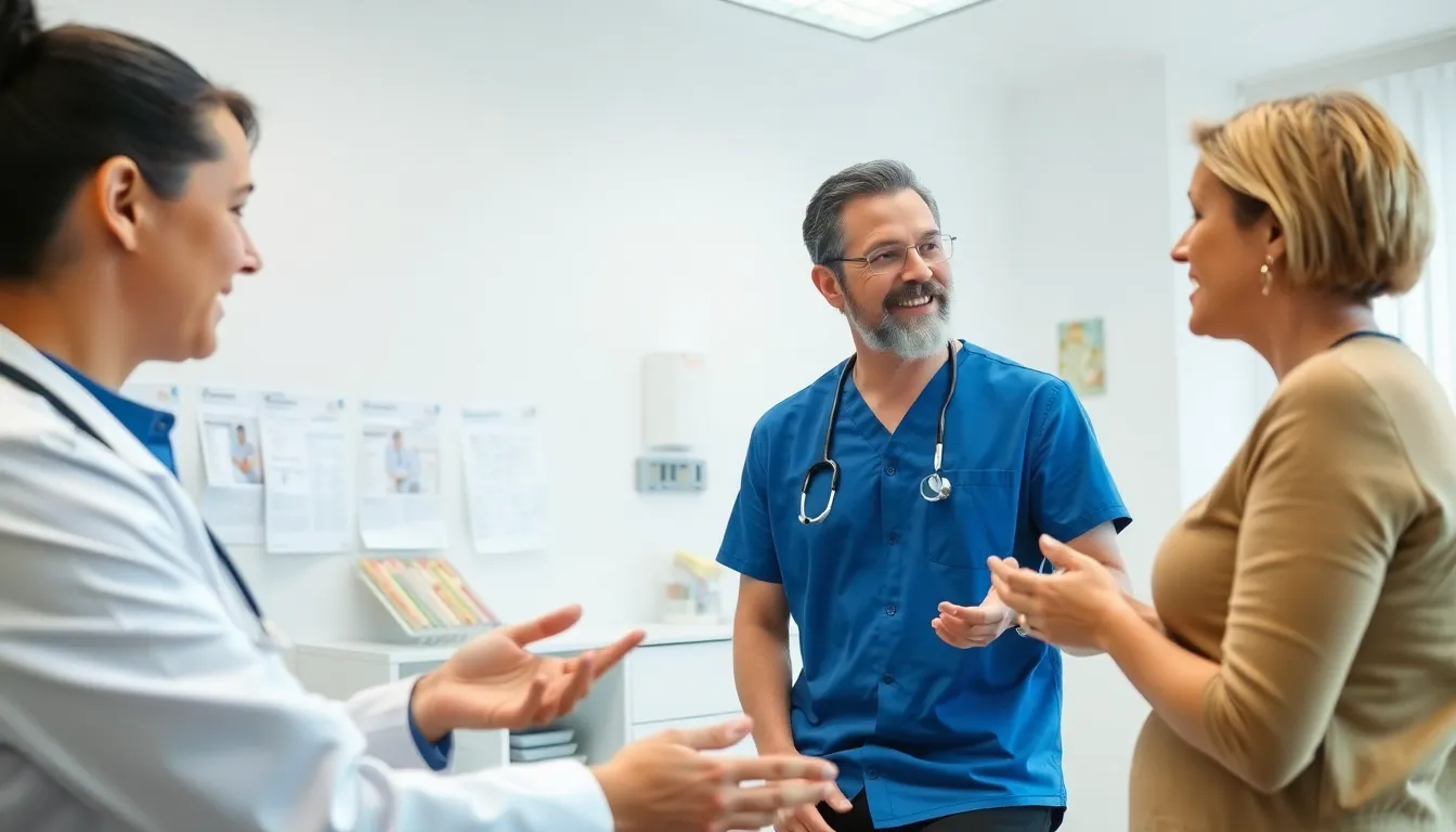 A healthcare professional discusses food intolerances with a patient in a bright, modern clinic, highlighting the importance of personalized nutrition and awareness in dietary health.