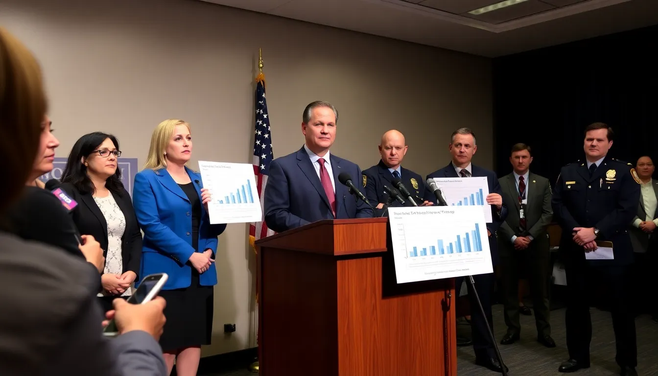 Health officials and law enforcement representatives gather at a press conference to discuss the rising threat of Orphines in the opioid crisis, emphasizing the need for urgent public awareness and prevention measures.