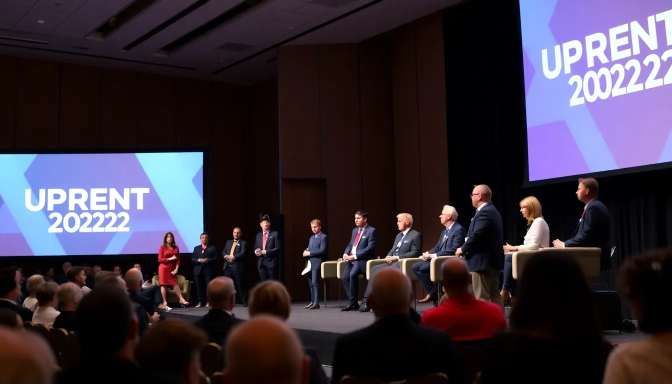 Executives from major television networks and streaming platforms gather on stage at Upfronts 2026, discussing new programming strategies and the importance of music in storytelling.