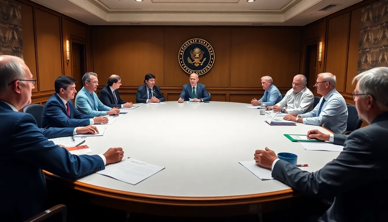 A group of financial experts discusses the implications of former President Trump's economic policies on the national debt in a roundtable meeting