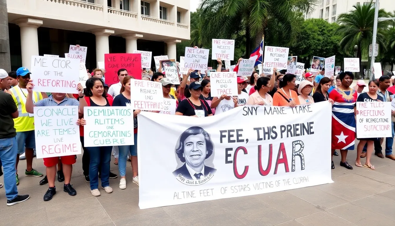 Protesters in Havana demanding political reforms and greater freedoms, reflecting the rising discontent among the Cuban populace