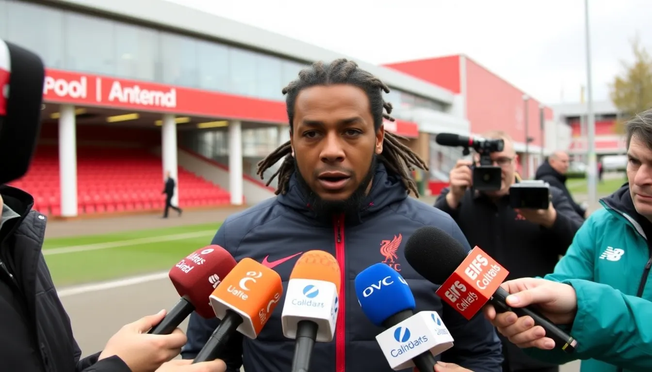 Virgil van Dijk speaks to reporters outside Anfield, expressing the need for significant changes at Liverpool following a disappointing season.