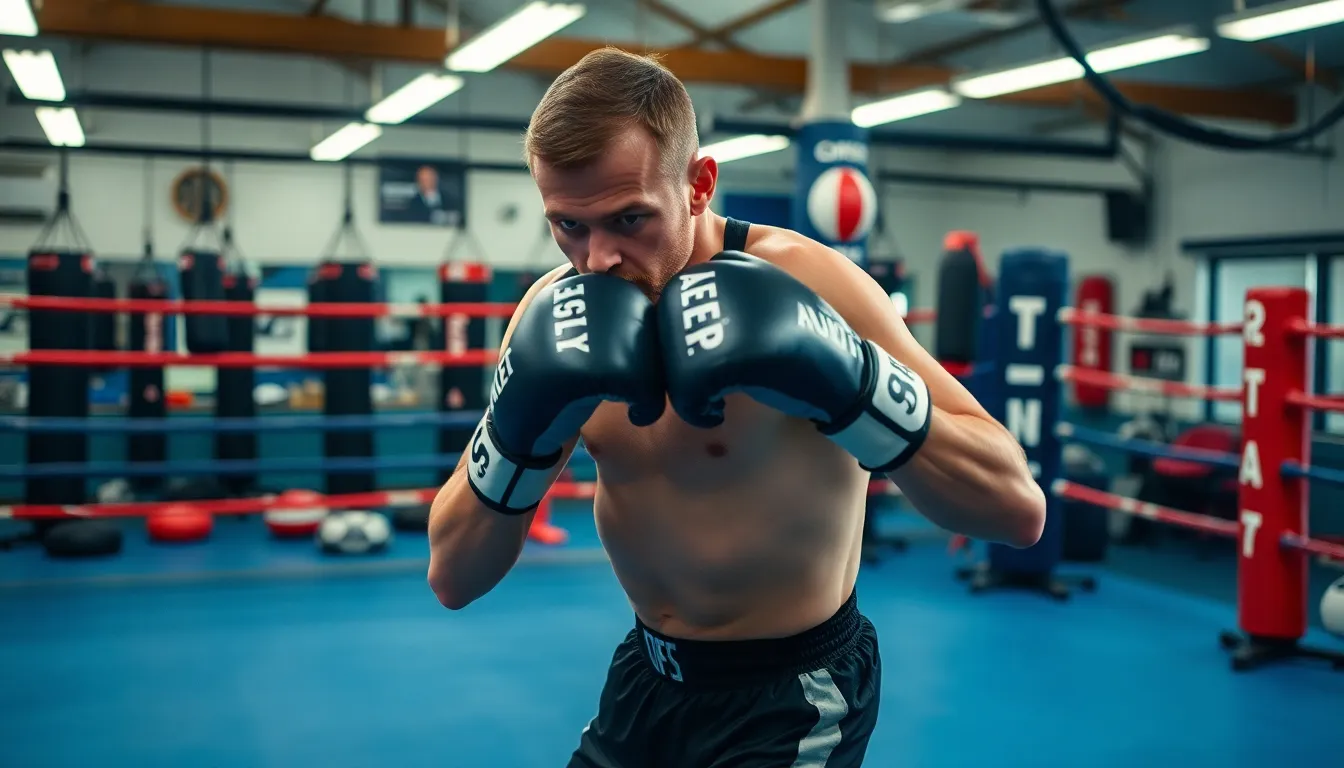 Intense training session where Wardley practices his boxing skills, showcasing his commitment to preparing for his upcoming title defense