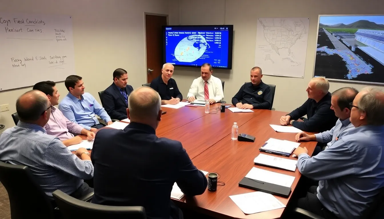 Emergency response teams preparing their equipment and plans in anticipation of the upcoming storms, highlighting the need for accurate weather forecasts