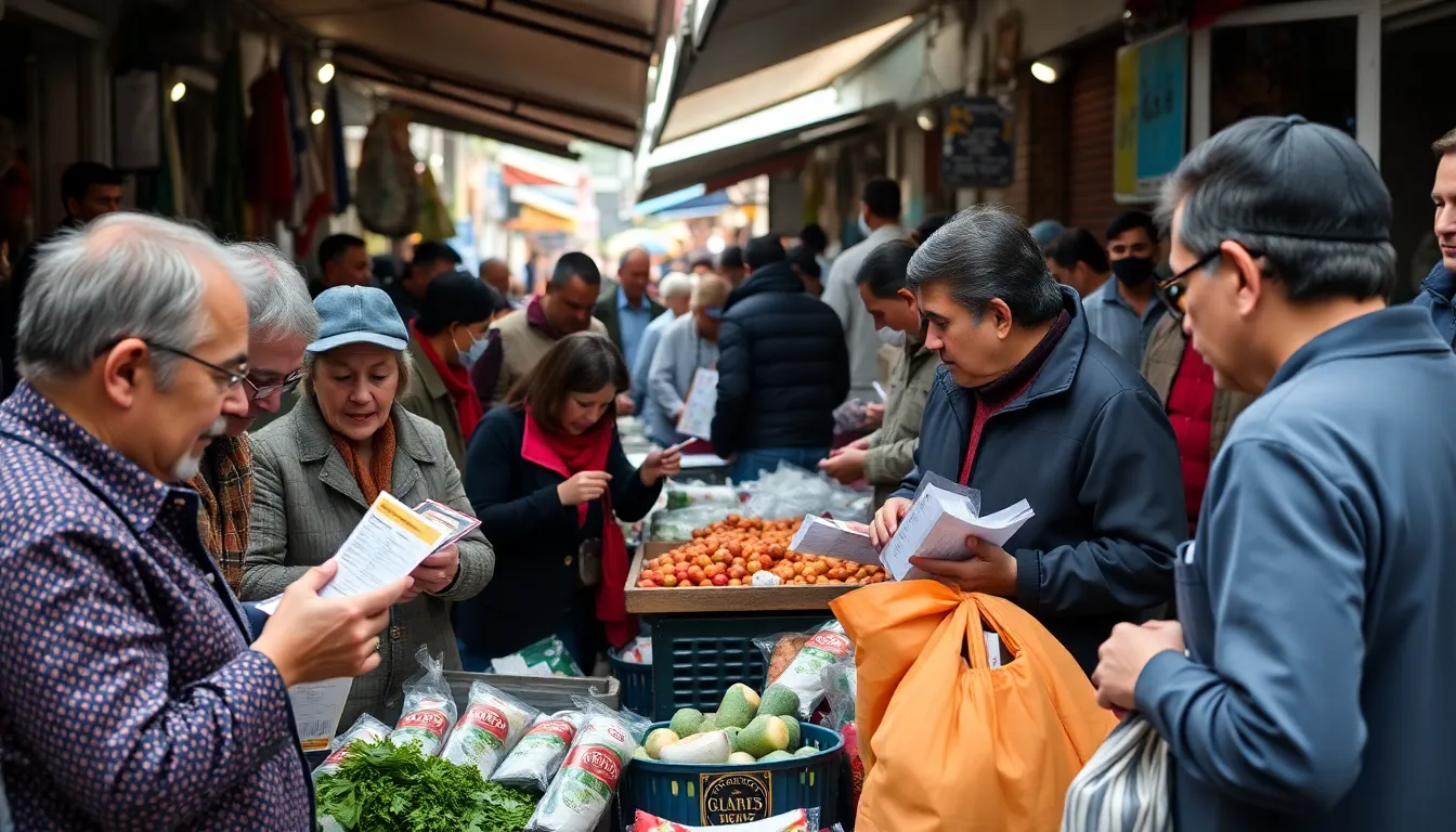 A business owner calculating expenses in a retail setting, illustrating the challenges of balancing operational costs with consumer demand amidst inflationary pressures