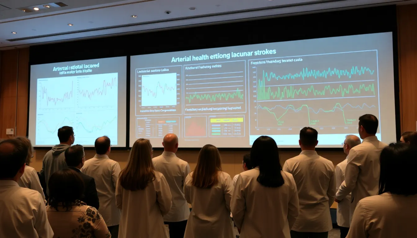A diverse group of medical researchers collaborating on studies related to vascular health and stroke prevention strategies