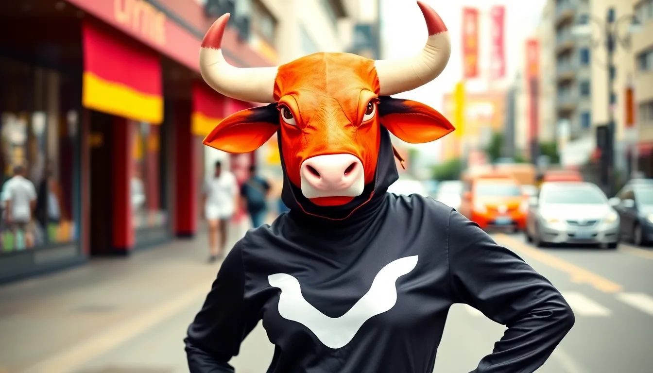 The bold representation of a woman in a bull costume confronts societal expectations, inviting viewers to rethink traditional gender roles