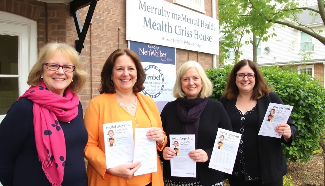 Advocacy groups holding a community event to raise awareness about the new mental health services available specifically for women, fostering a sense of solidarity and support