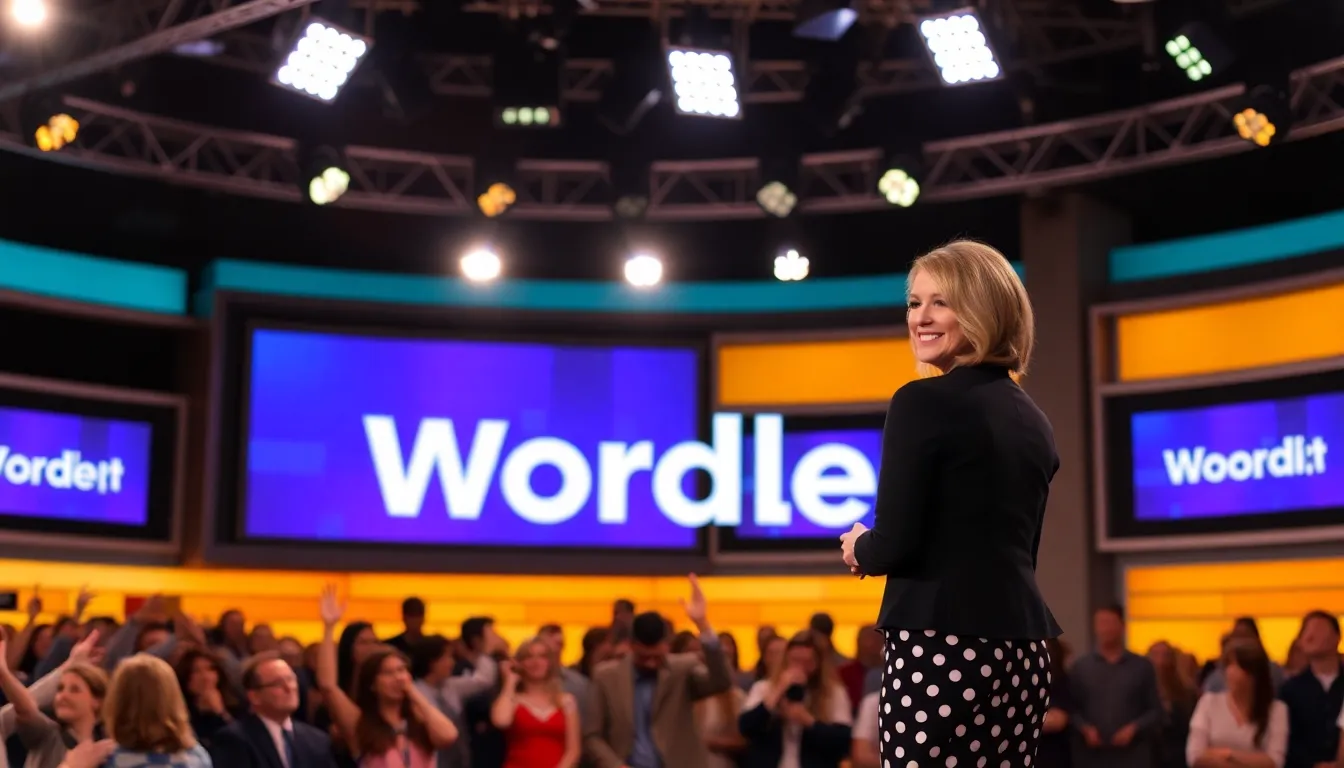 Savannah Guthrie engages with the audience as she hosts the television adaptation of the popular word game