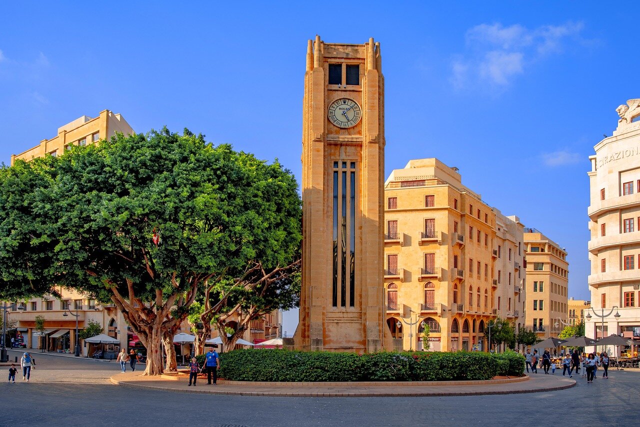 A scene of closed shops and empty streets in Beirut, illustrating the disruption in daily life caused by the ongoing protests and civil unrest