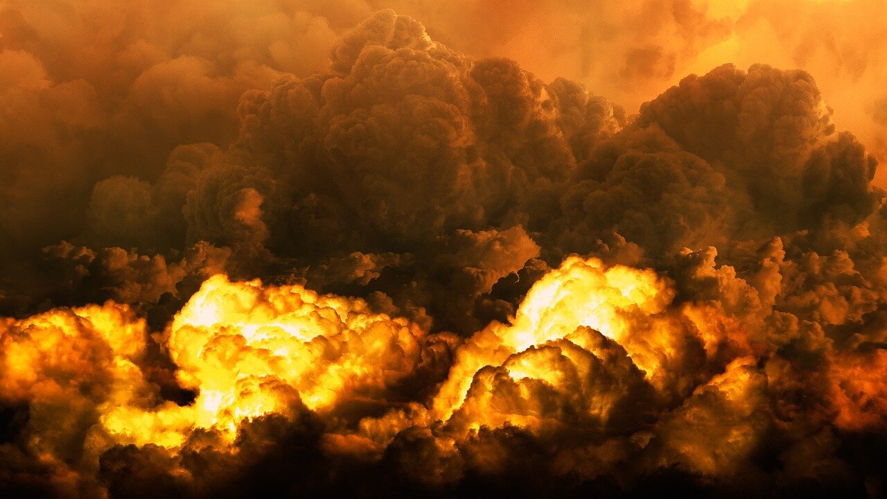 Historical footage of the atomic bomb detonation over Hiroshima, symbolizing the beginning of the nuclear age and its impact on international relations